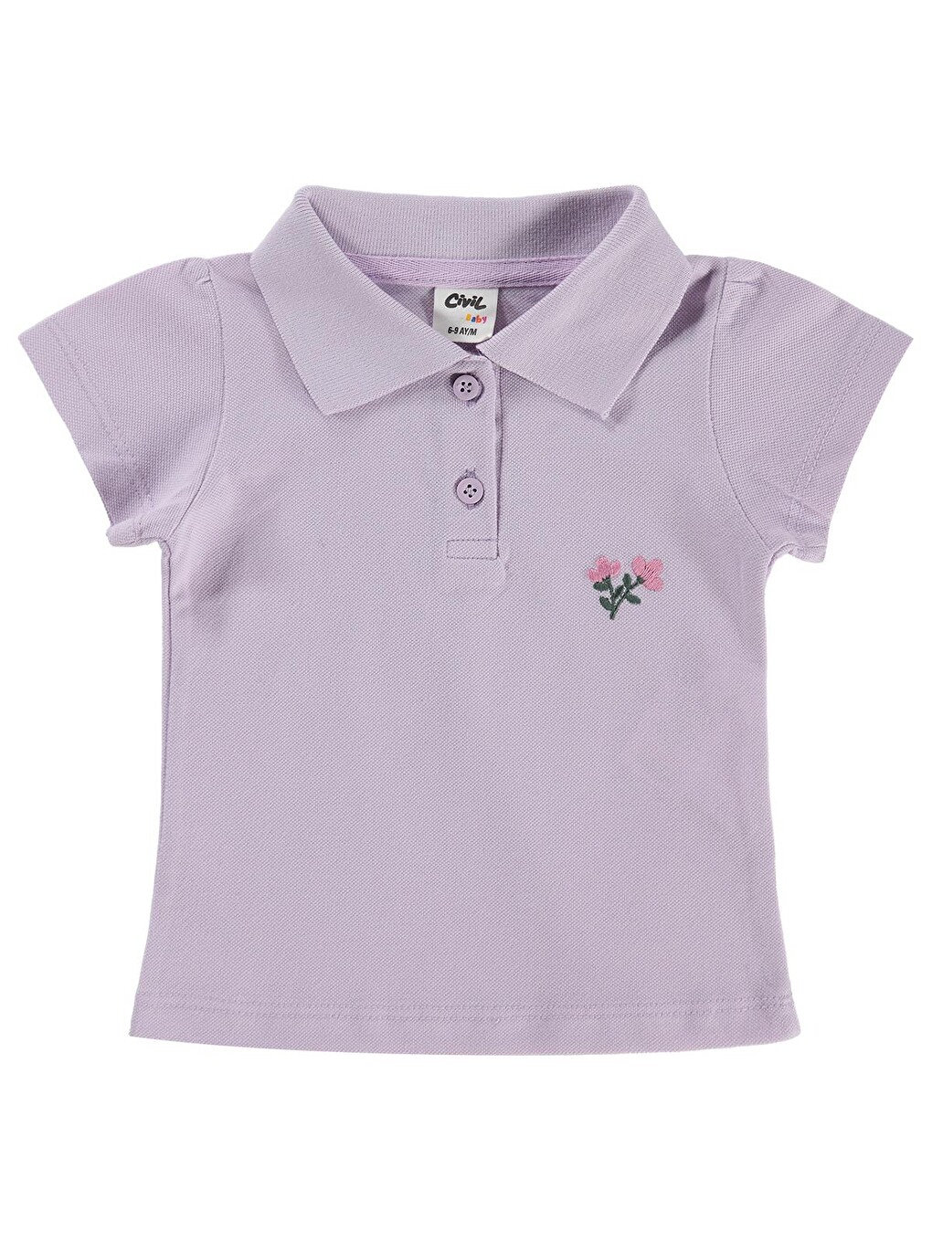 Baby Çiçek Nakışlı Basic 6-18 Ay Tişört - Lila