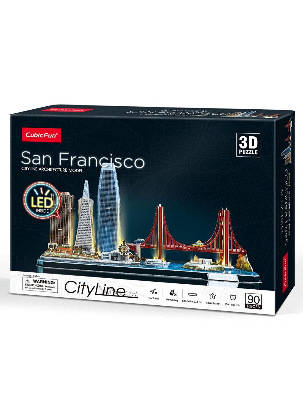 Cubic Fun Karışık 3D 90 Parça LED Işıklı Puzzle San Francisco - 2