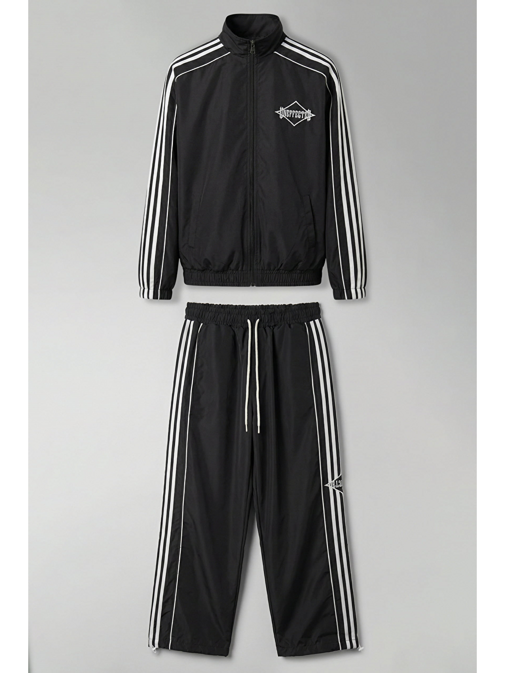 Erkek Relaxed Fit Şeritli Spor Eşofman Takımı Siyah