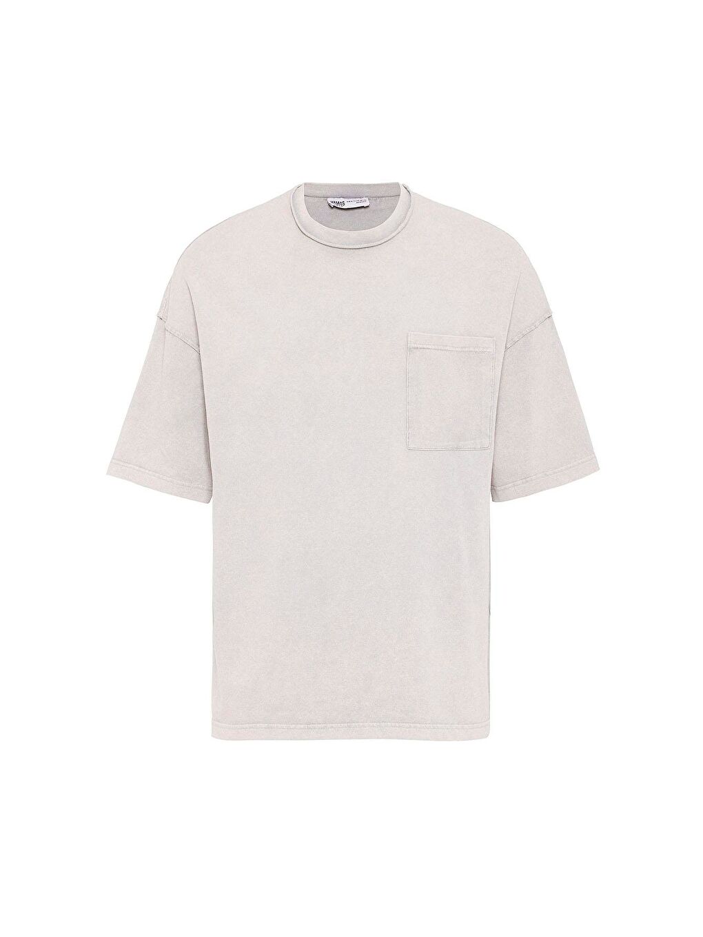 Bej Yıkamalı Oversize Cepli Tişört Taş-1