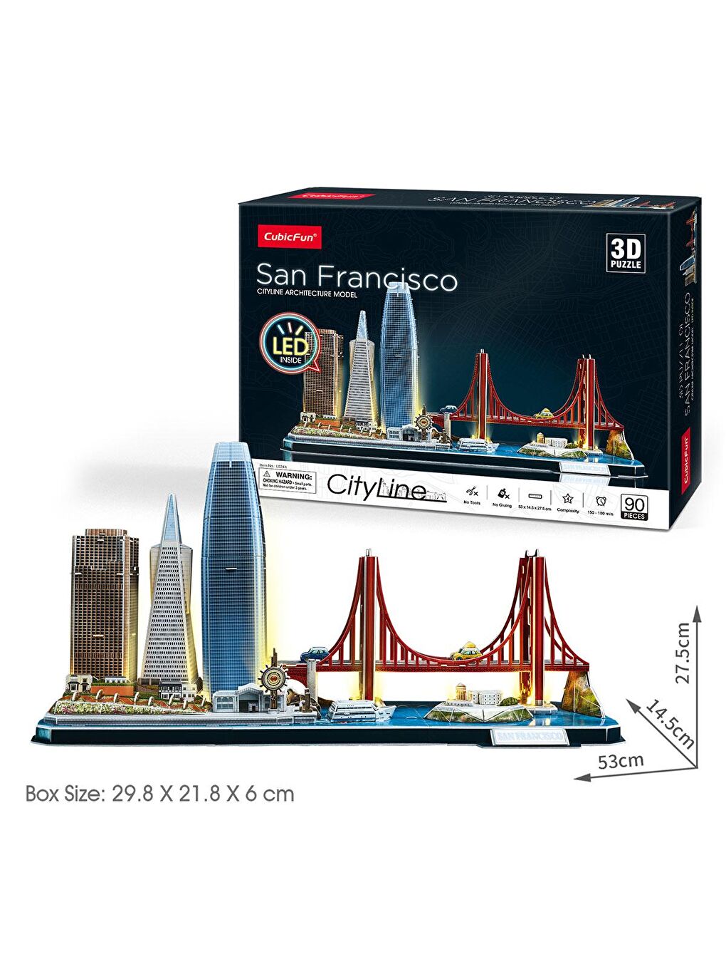 Cubic Fun Karışık 3D 90 Parça LED Işıklı Puzzle San Francisco - 3