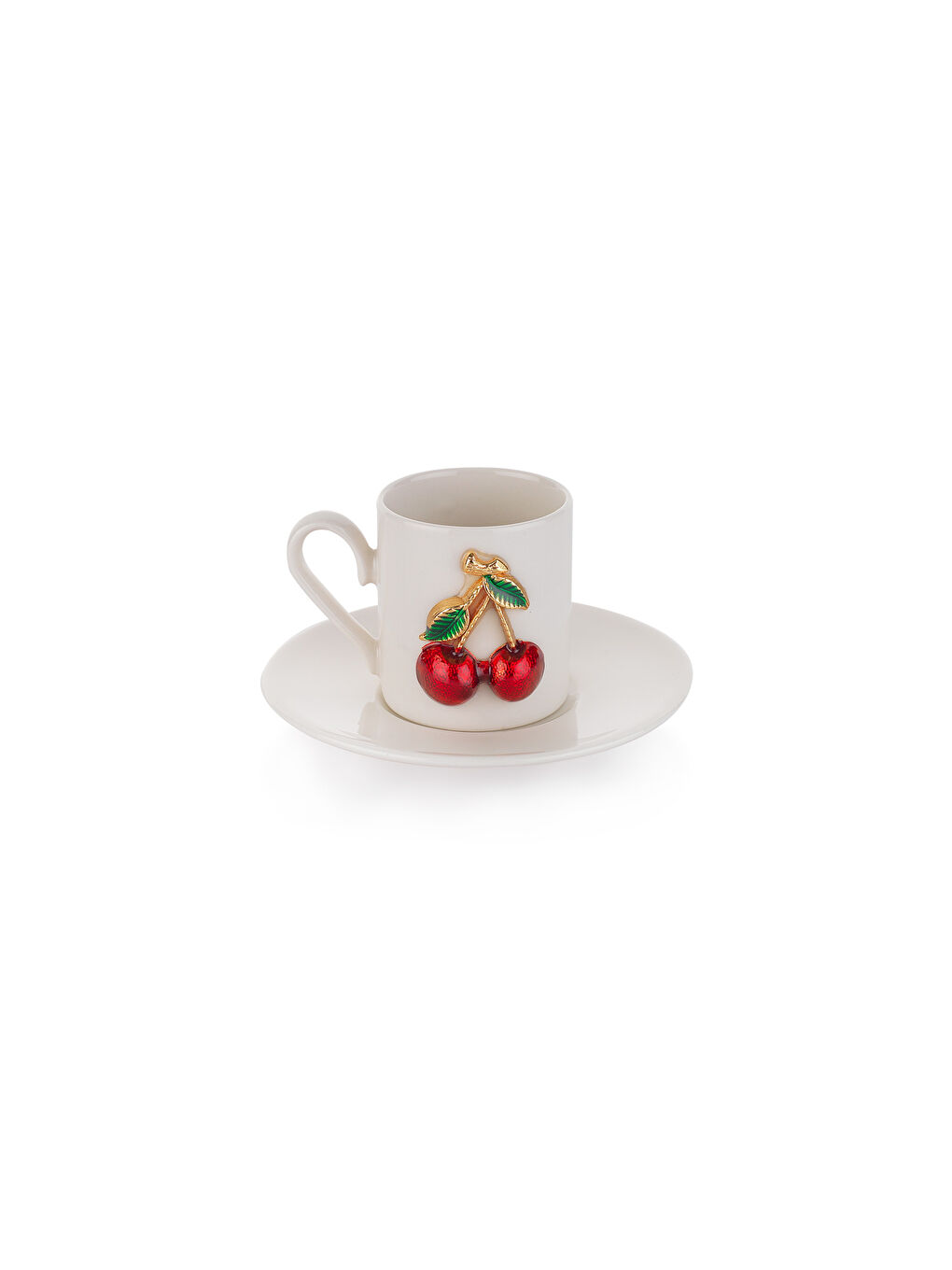 Beyaz Zyra 4 Kişilik Kahve Fincan Takımı 8 Parça-Kirazlı-1