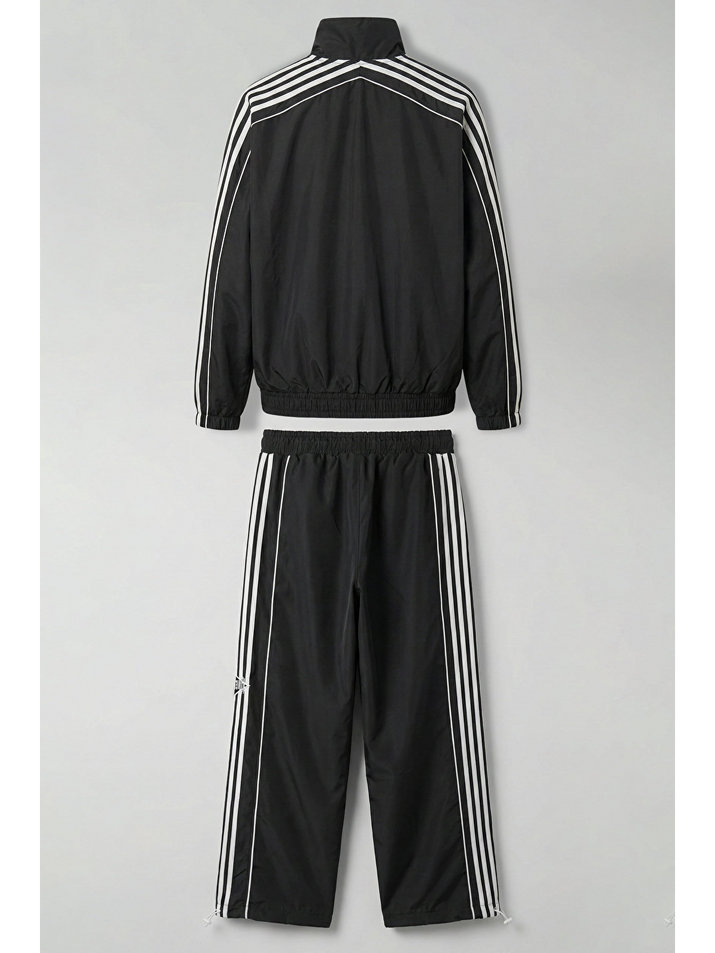 Erkek Relaxed Fit Şeritli Spor Eşofman Takımı Siyah-1