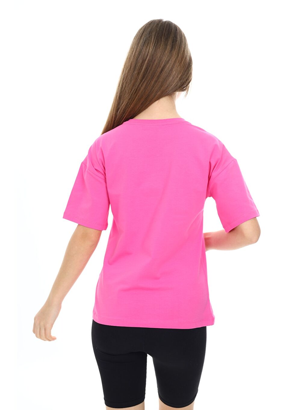 Ekru Kız Çocuk Baskılı Bisiklet Yaka Kısa Kollu Tişört-3