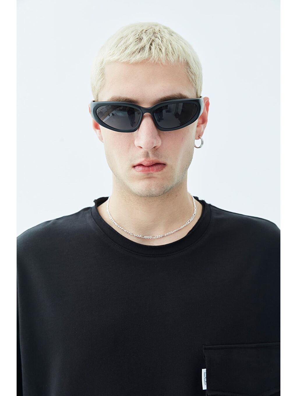 Cep Detaylı Oversize Tişört Siyah-2