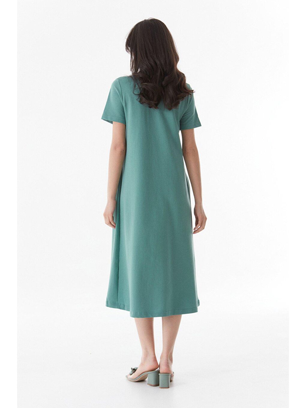 Turkuaz Basic Gizli Cepli Elbise-2