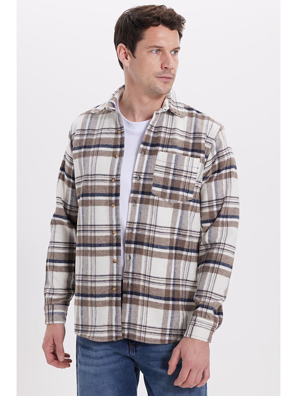 Karışık Erkek Regular Fit Rahat Kesim Kışlık Kareli Oduncu Gömlek-1