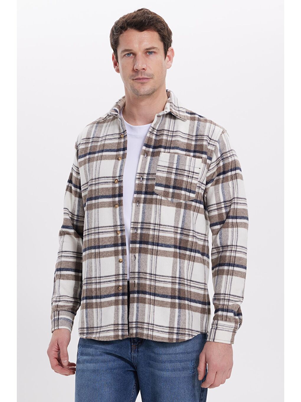 Karışık Erkek Regular Fit Rahat Kesim Kışlık Kareli Oduncu Gömlek-6