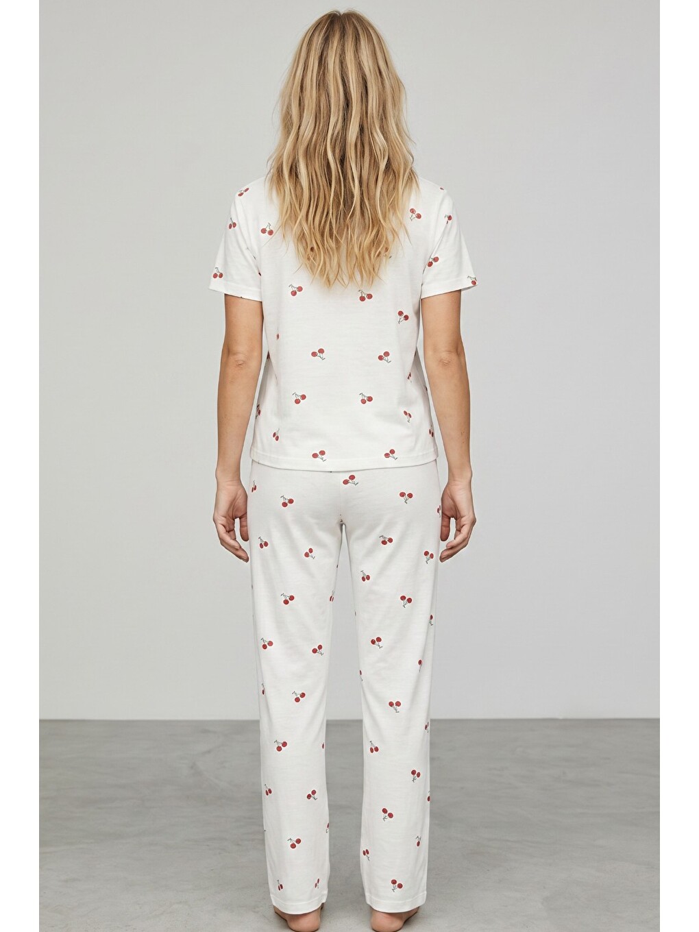 Kırmızı İnce Soft Örme Mevsimlik Düğmeli Pijama Takımı 8002-2