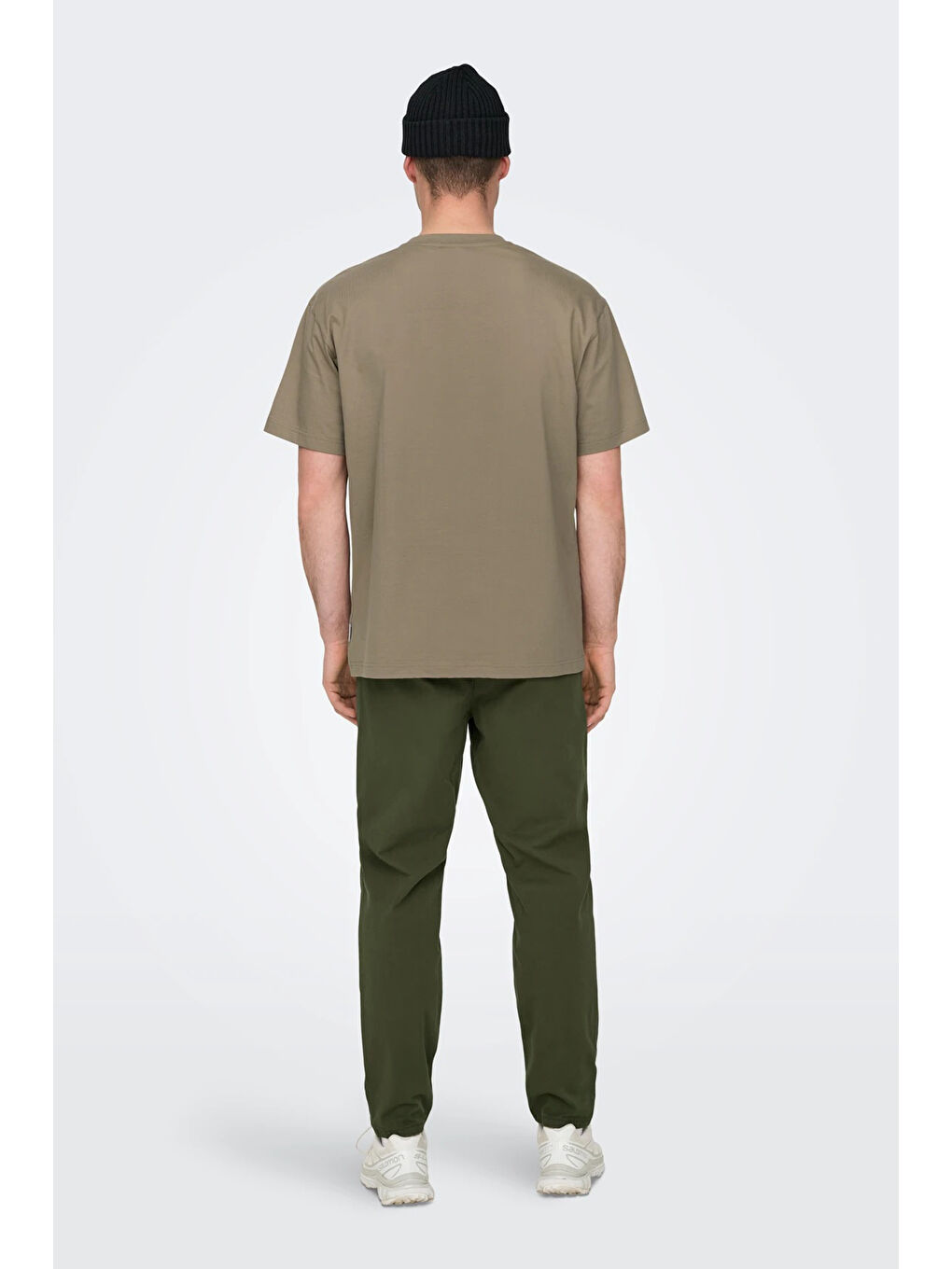 Bej Onsfred % 100 Pamuk Relaxed Fit Bisiklet Yaka T Shirt 22022532-2