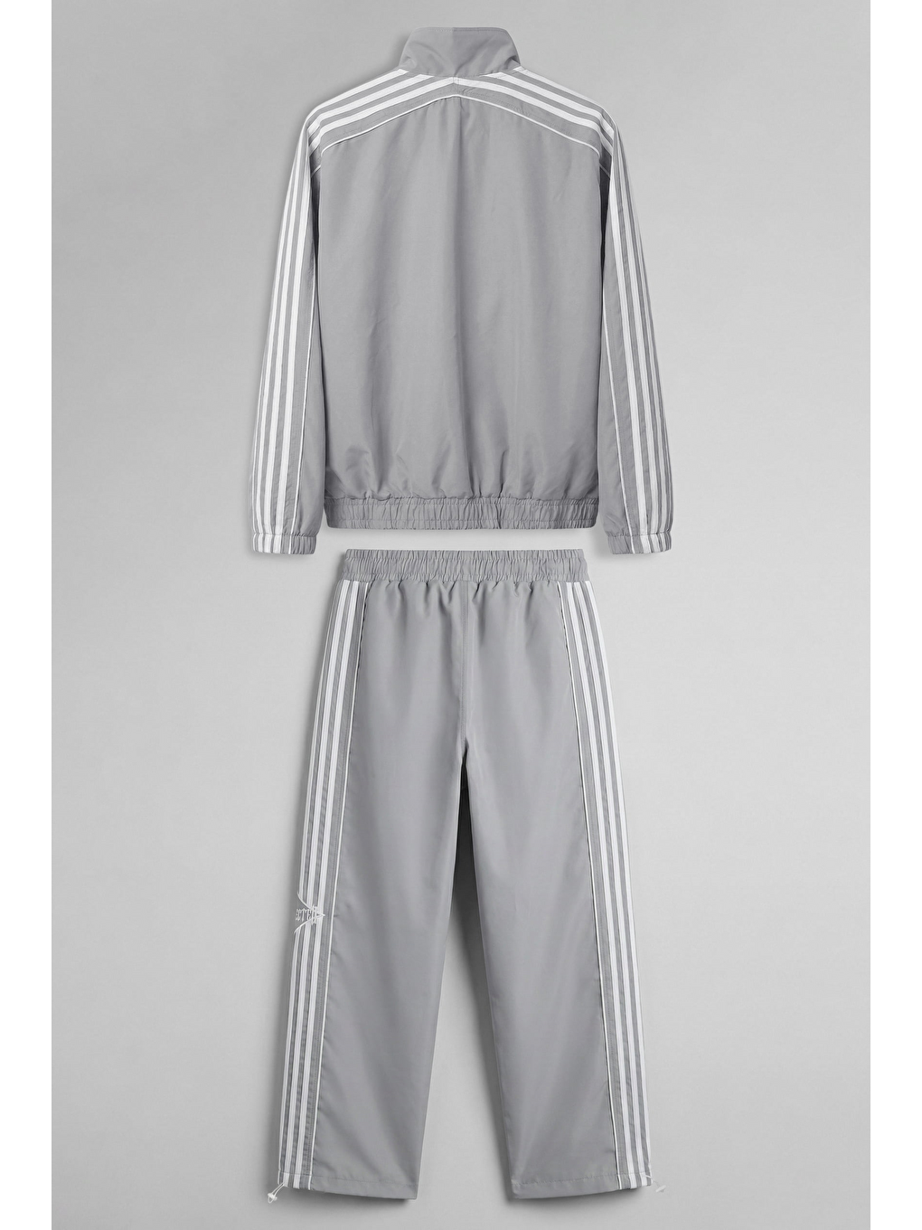 Erkek Relaxed Fit Şeritli Spor Eşofman Takımı Gri-1