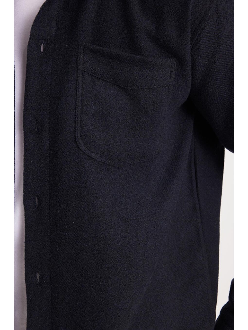 Erkek Relax Fit Rahat Kesim Oduncu Tek Cepli Armürlü Lacivert Apaş Yaka Kışlık Gömlek-2