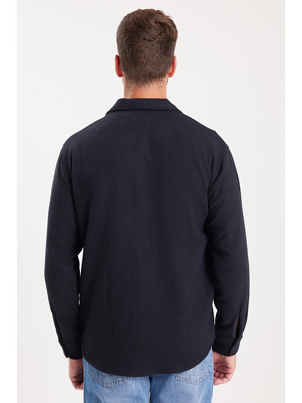 Erkek Relax Fit Rahat Kesim Oduncu Tek Cepli Armürlü Lacivert Apaş Yaka Kışlık Gömlek-6