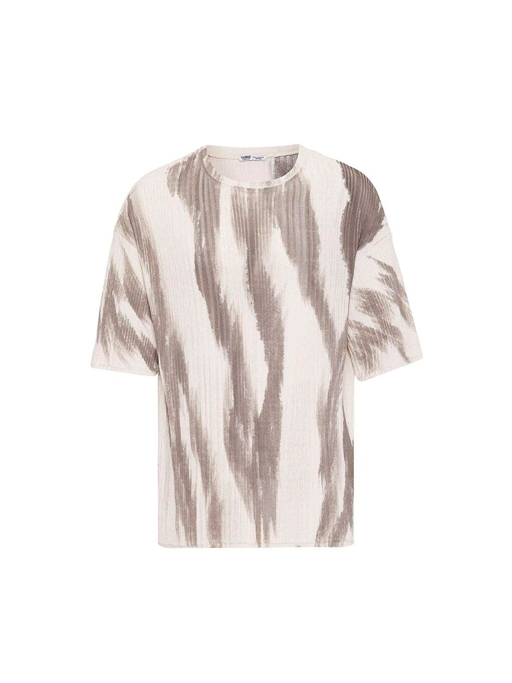 Kahverengi Yıkamalı Oversize Triko Tişört Kahve-1