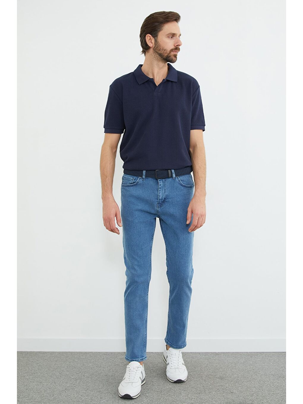 Mavi Fermuarlı Skinny Jean