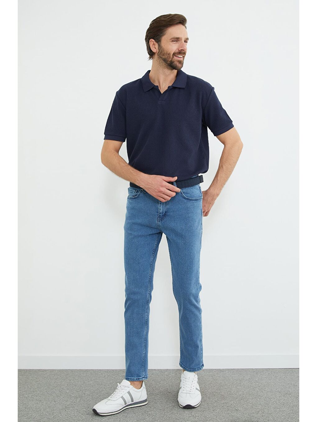Mavi Fermuarlı Skinny Jean-1