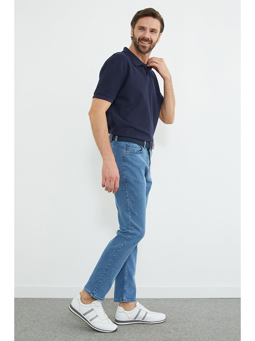 Mavi Fermuarlı Skinny Jean-2