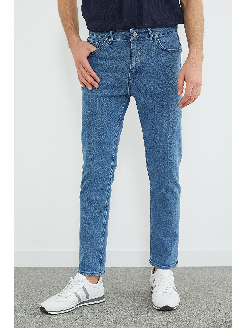 Mavi Fermuarlı Skinny Jean-3