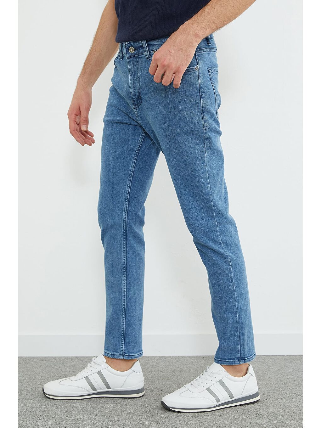 Mavi Fermuarlı Skinny Jean-4