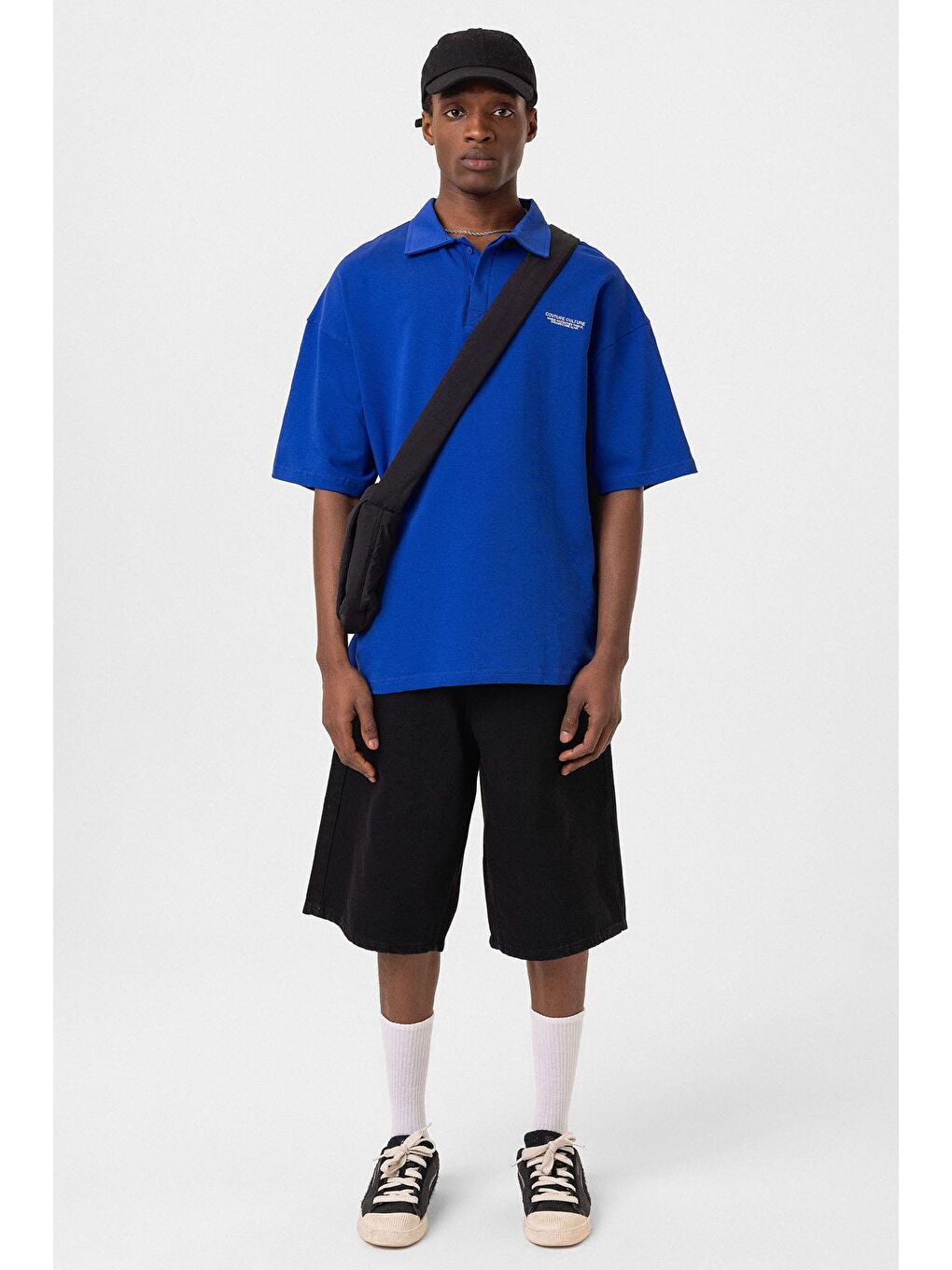 Mavi Polo Yaka Oversize Tişört Saks