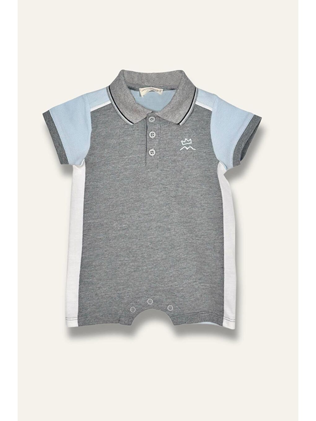 Erkek Bebek Polo Yaka Pike Tulum - Gri