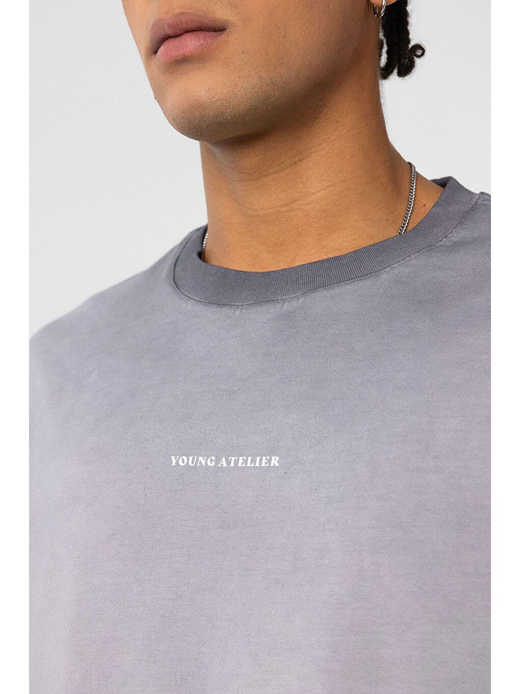 Yıkamalı Oversize Tişört Gri-5