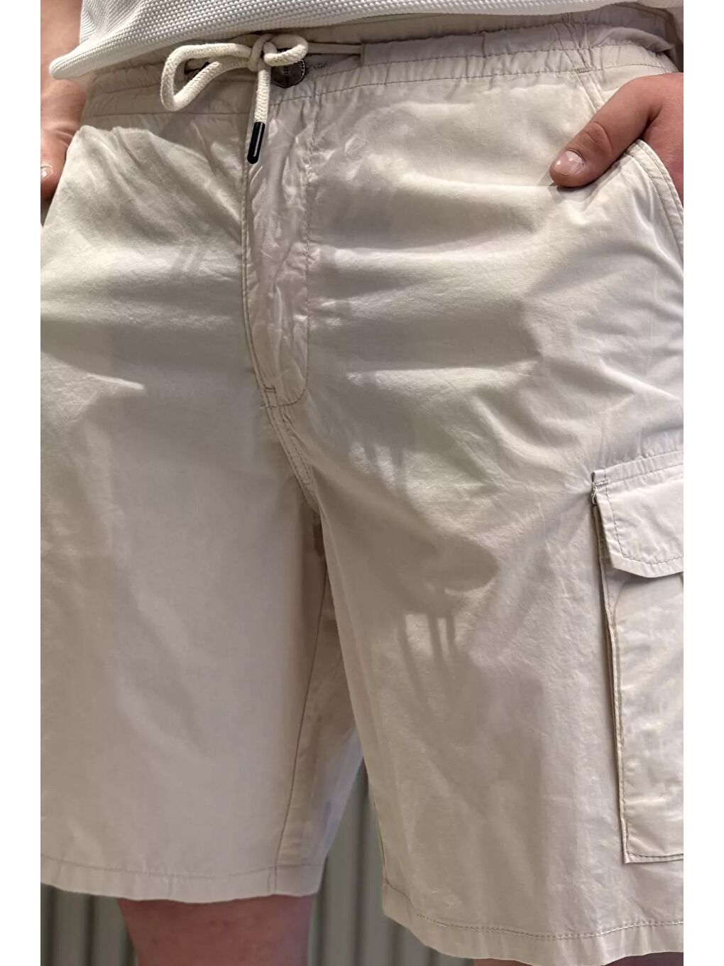 Bej Kargo Cepli Bel Bağcıklı Erkek Şort-3