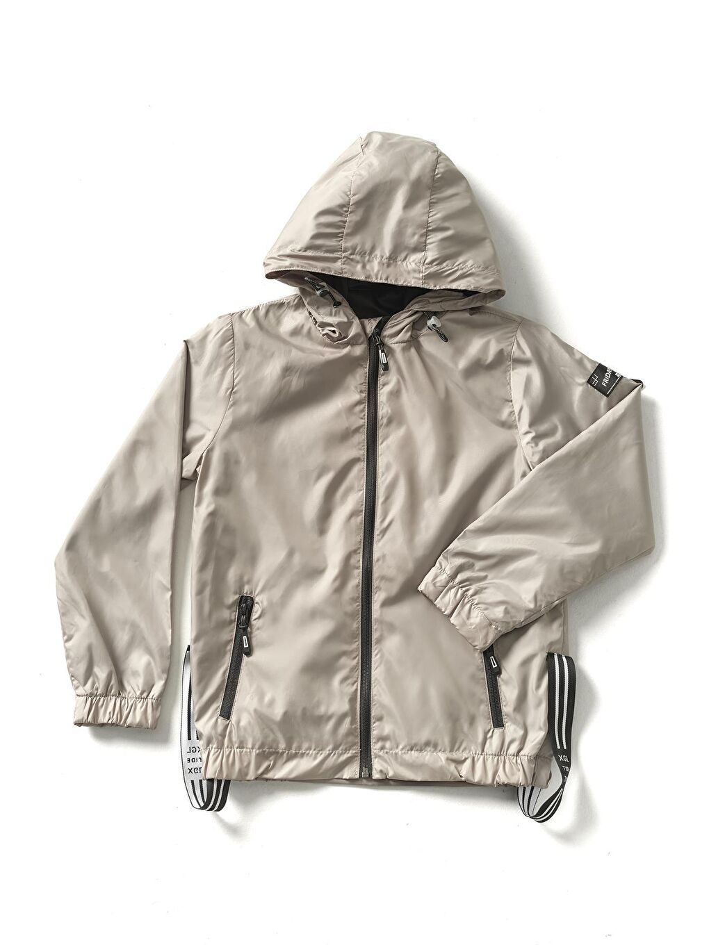 Bej Kapüşonlu Şu Geçirmez Erkek Çocuk Yağmurluk 5-14 Yaş-1