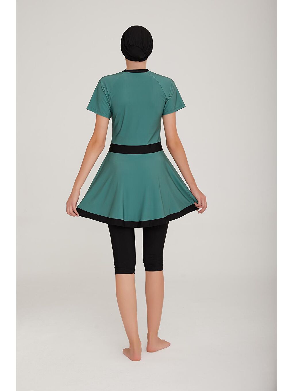 Kısa Kol Taytlı Yarı Kapalı Mayo Sereny 3904 Haki-4