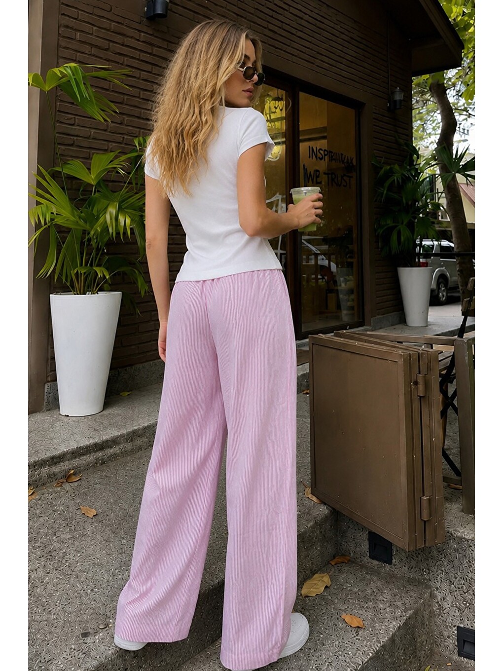 Karışık Üst Pamuklu Fitilli Kaşkorse T-shirt İnce Soft Örme Pijama Takımı 8047-4