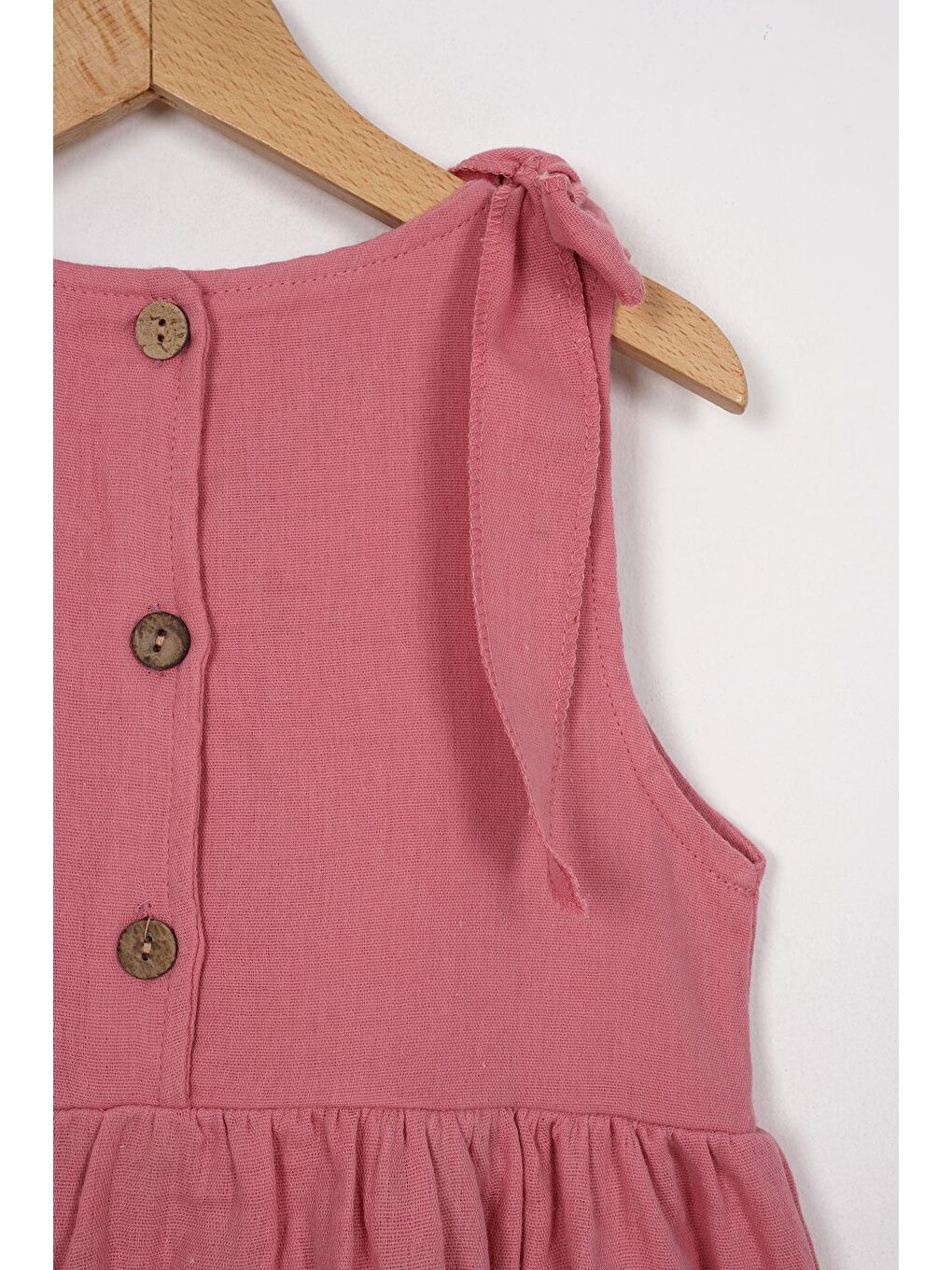 Omzu Fiyonk Detaylı Pembe Renk Kız Çocuk Elbise-3
