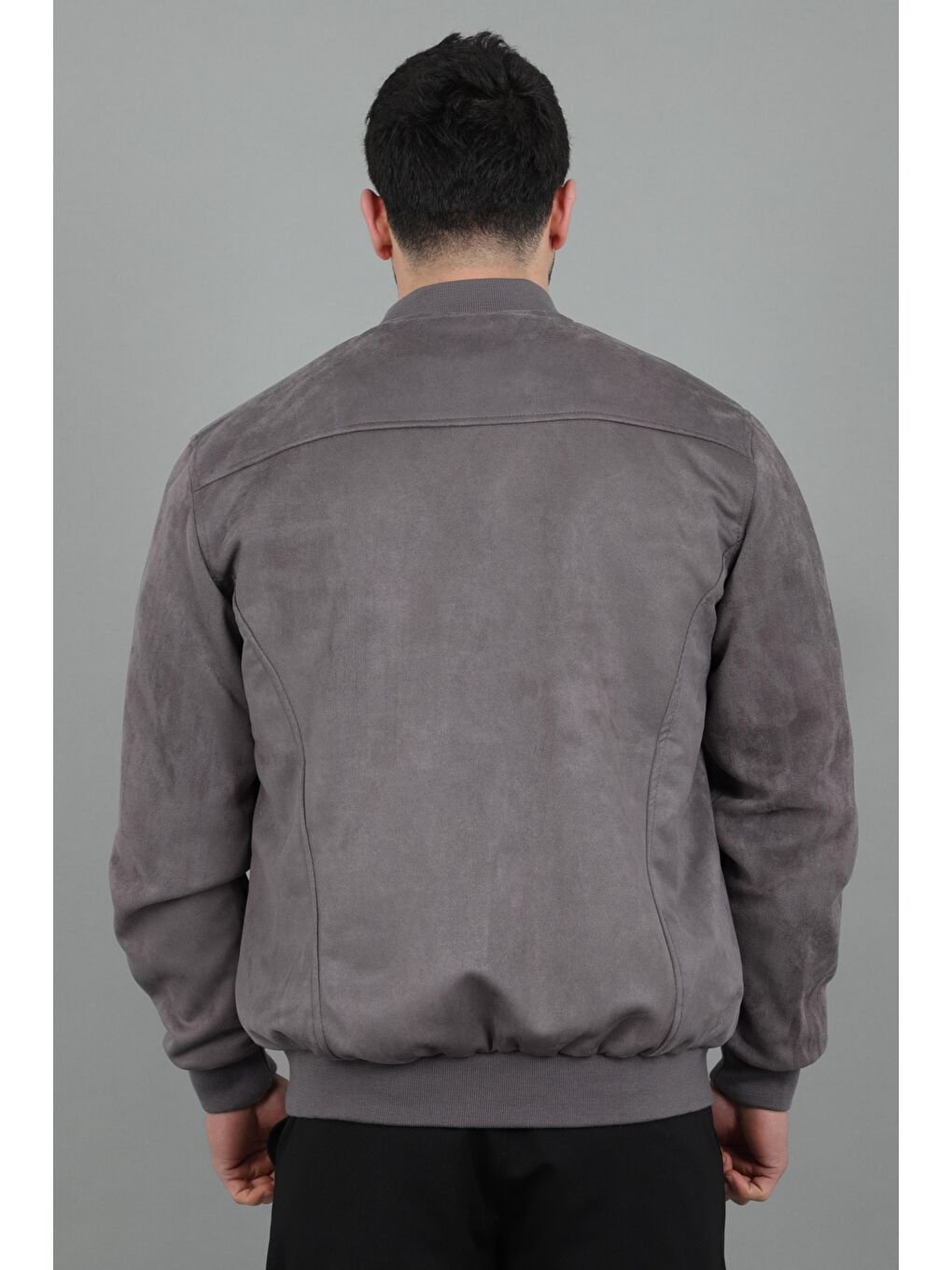 Gri Kolej Yaka Bel Lastikli Süet Mevsimlik Mont BL 1711-60287-6