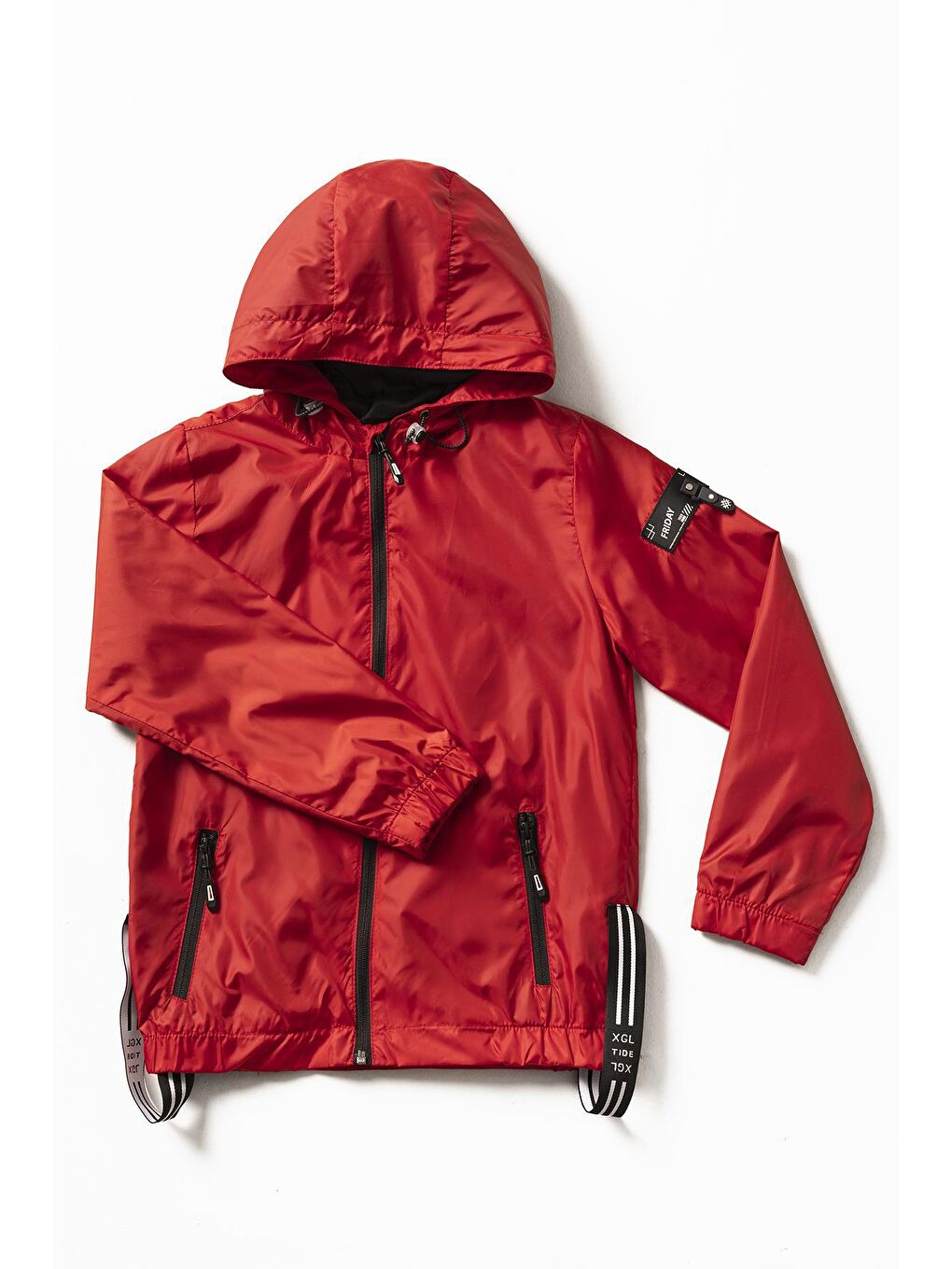 Kırmızı Kapüşonlu Şu Geçirmez Erkek Çocuk Yağmurluk 5-14 Yaş-1