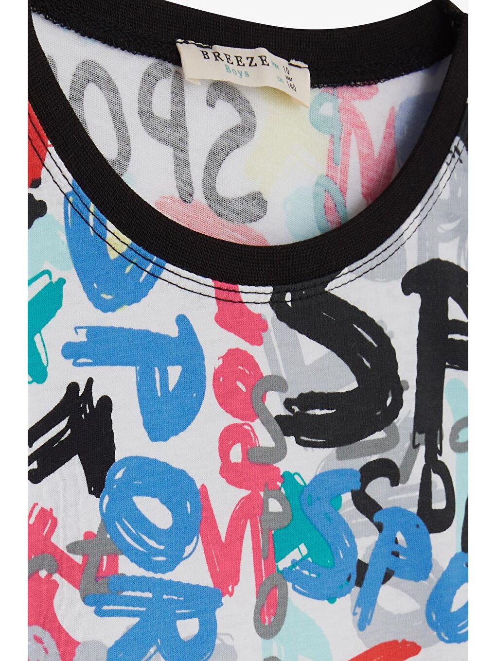 Erkek Çocuk Pijama Takımı Renkli Yazı Baskılı Karışık Renk (9 Yaş)-4