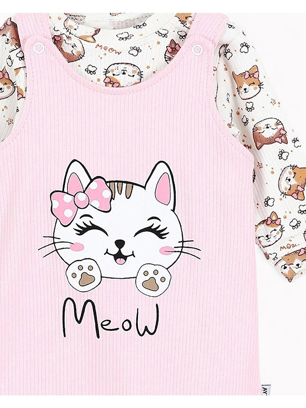 Pembe Kız Bebek Yeni Doğan 0-3-6-9 Ay Mevsimlik 2 Parça Bahçıvan Salopet Tulum Ve İç Badili Takım-1