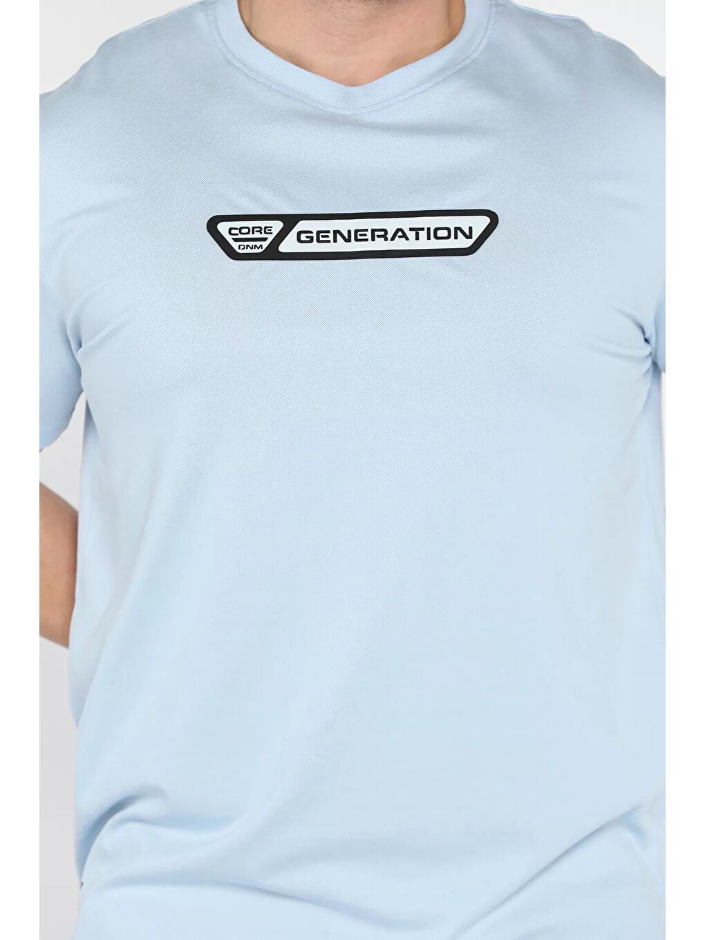 Mavi Erkek Ön Baskılı Bisiklet Yaka Tişört-3