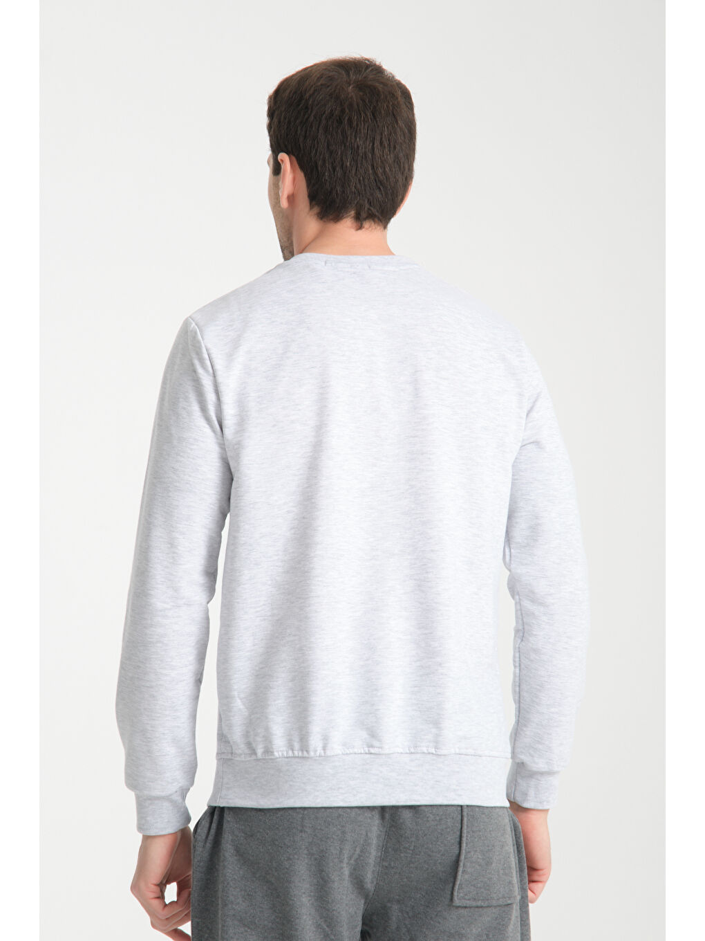 Gri Erkek Uzun Kol Bisiklet Yaka Sweatshirt 3206-4