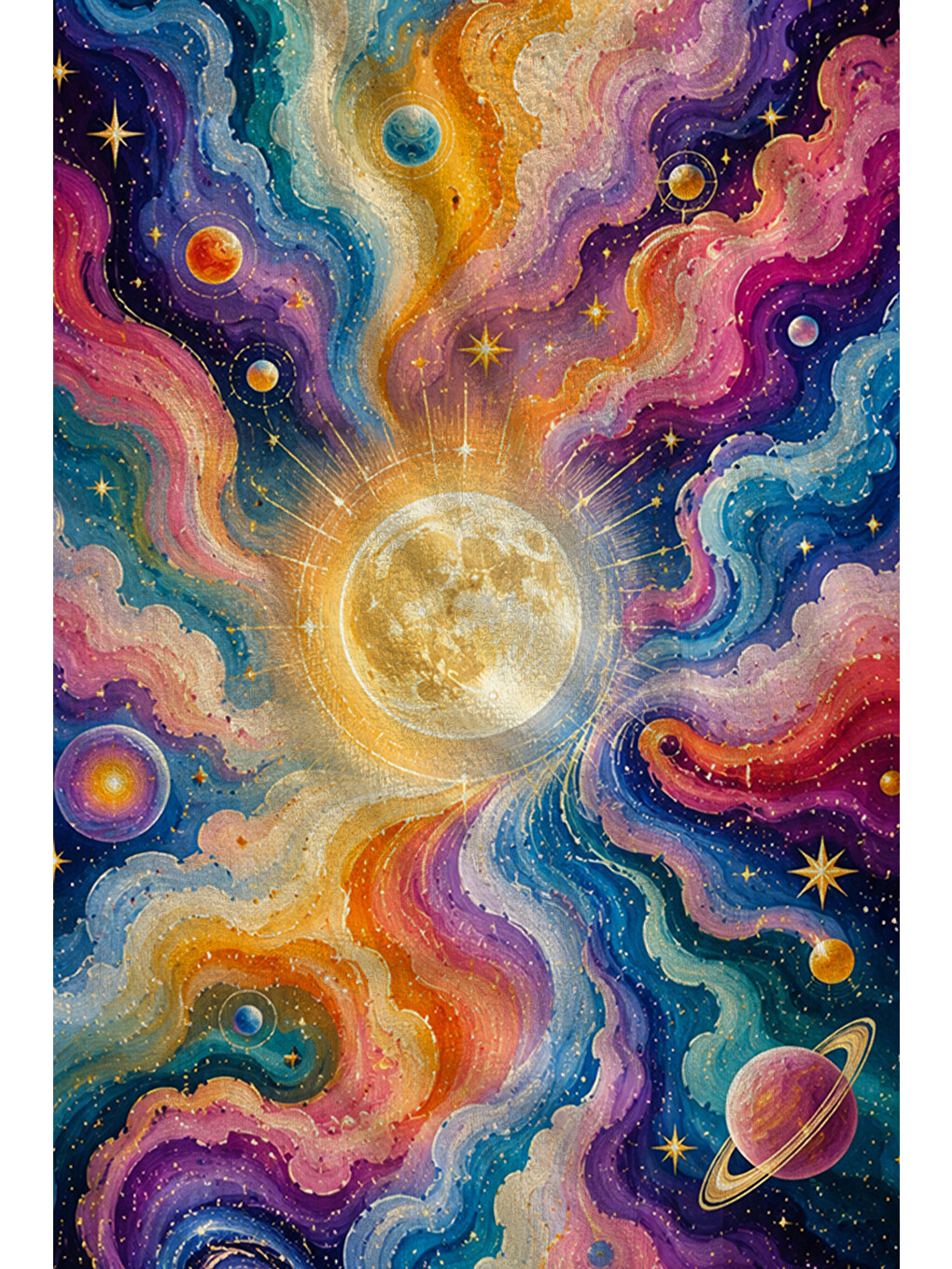 Mor Psychedelic Kozmik Galaksi Ve Nebula Desenli 70x150 Plaj Havlusu - Dijital Baskılı Banyo Havlusu-2