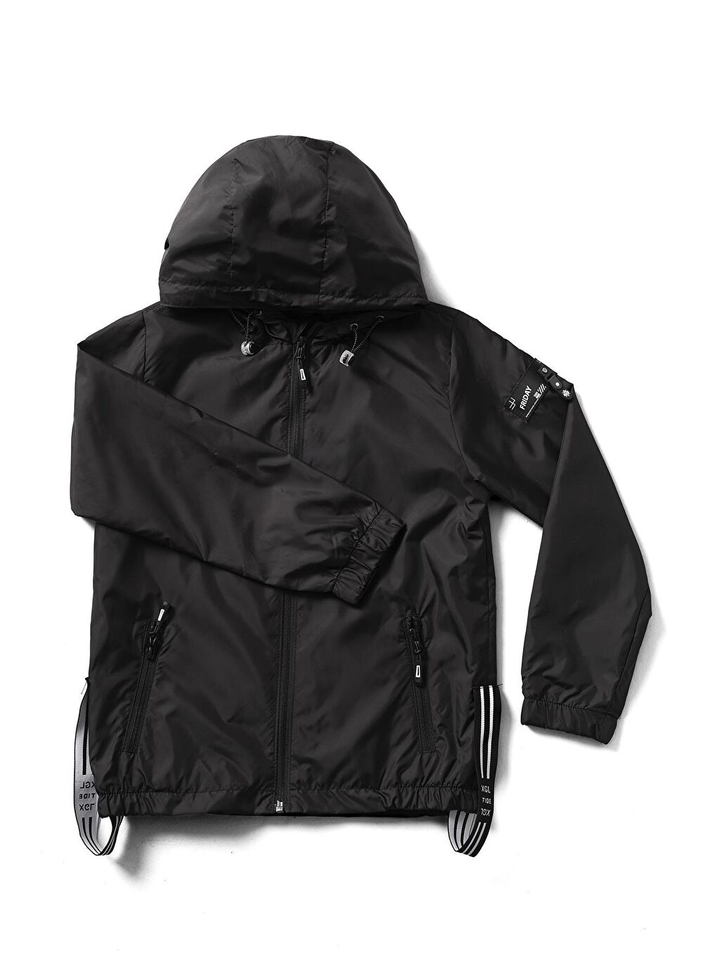 Siyah Kapüşonlu Şu Geçirmez Erkek Çocuk Yağmurluk 5-14 Yaş-1