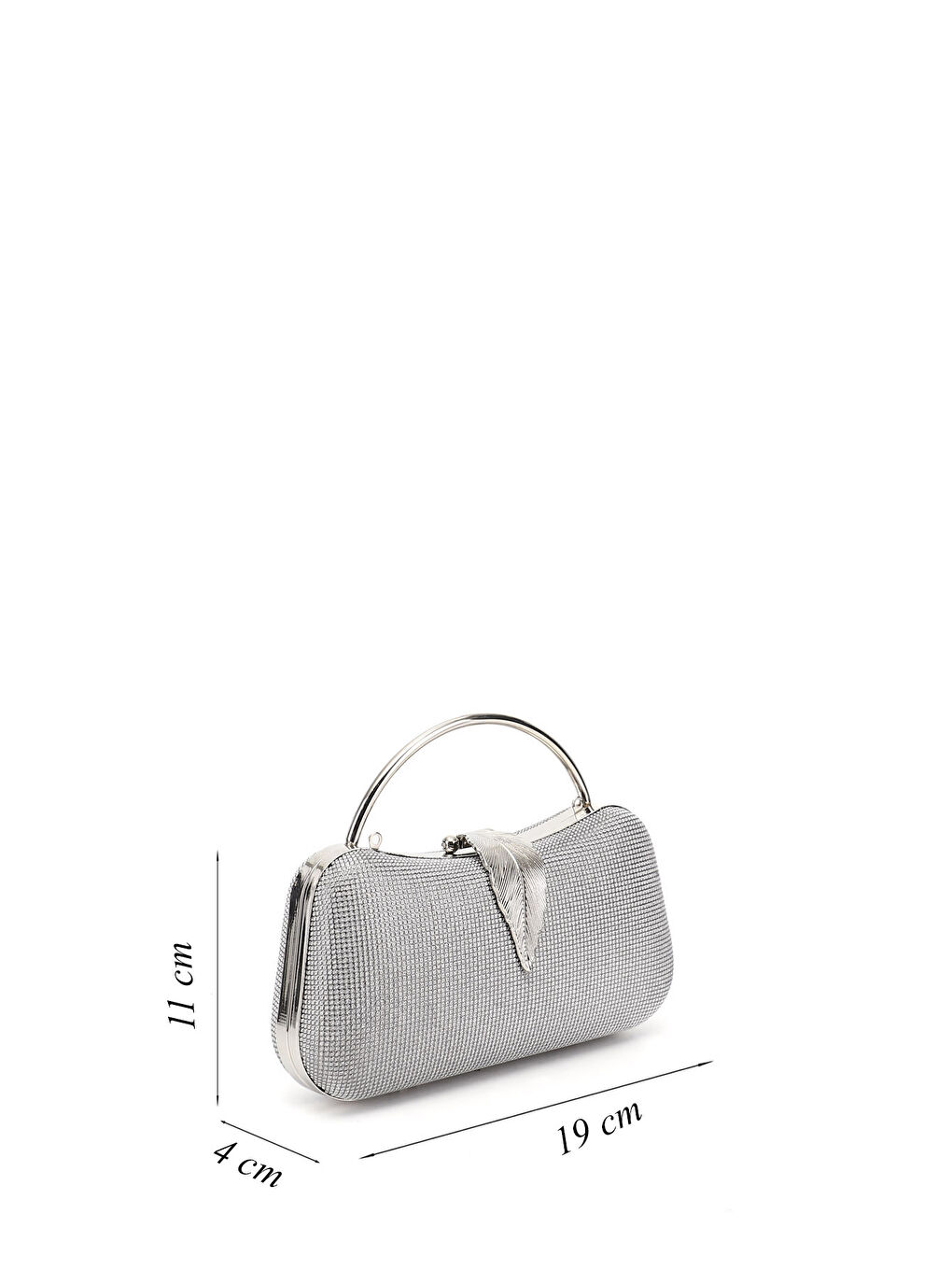 Gri Kadın GÜMÜŞ Uzun Zincirli El Ve Omuz Askılı Abiye Çanta-1