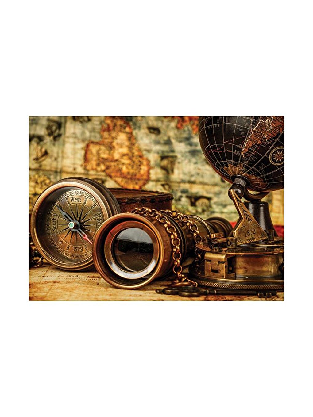 Blue Focus Karışık 1000 Parça Puzzle - Nostaljik Pusula ve Dürbün (Vintage Compass and Binoculars) - 3