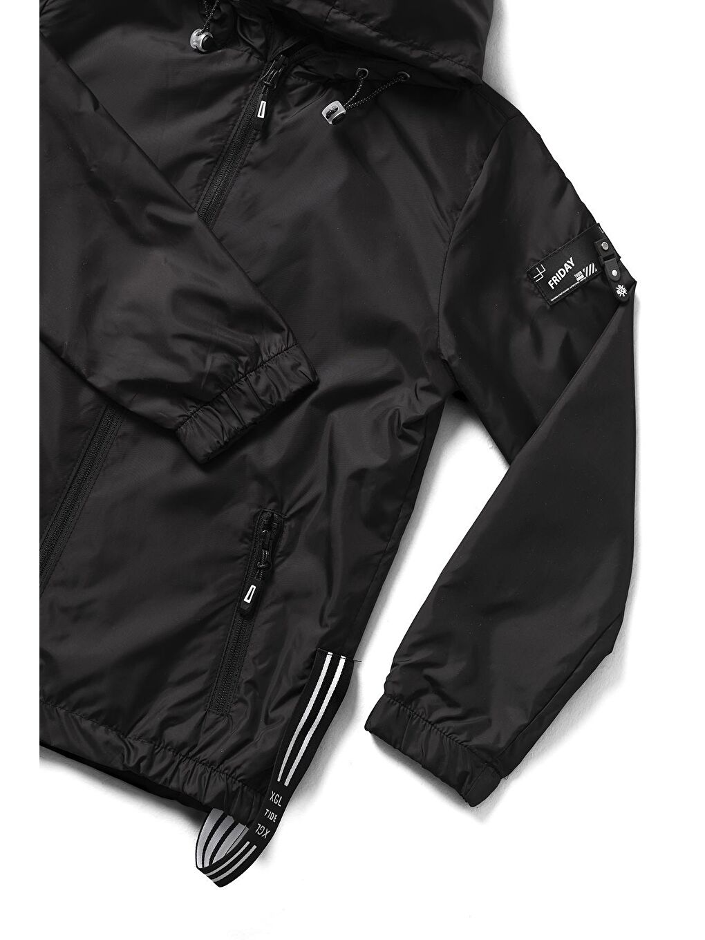 Siyah Kapüşonlu Şu Geçirmez Erkek Çocuk Yağmurluk 5-14 Yaş-4