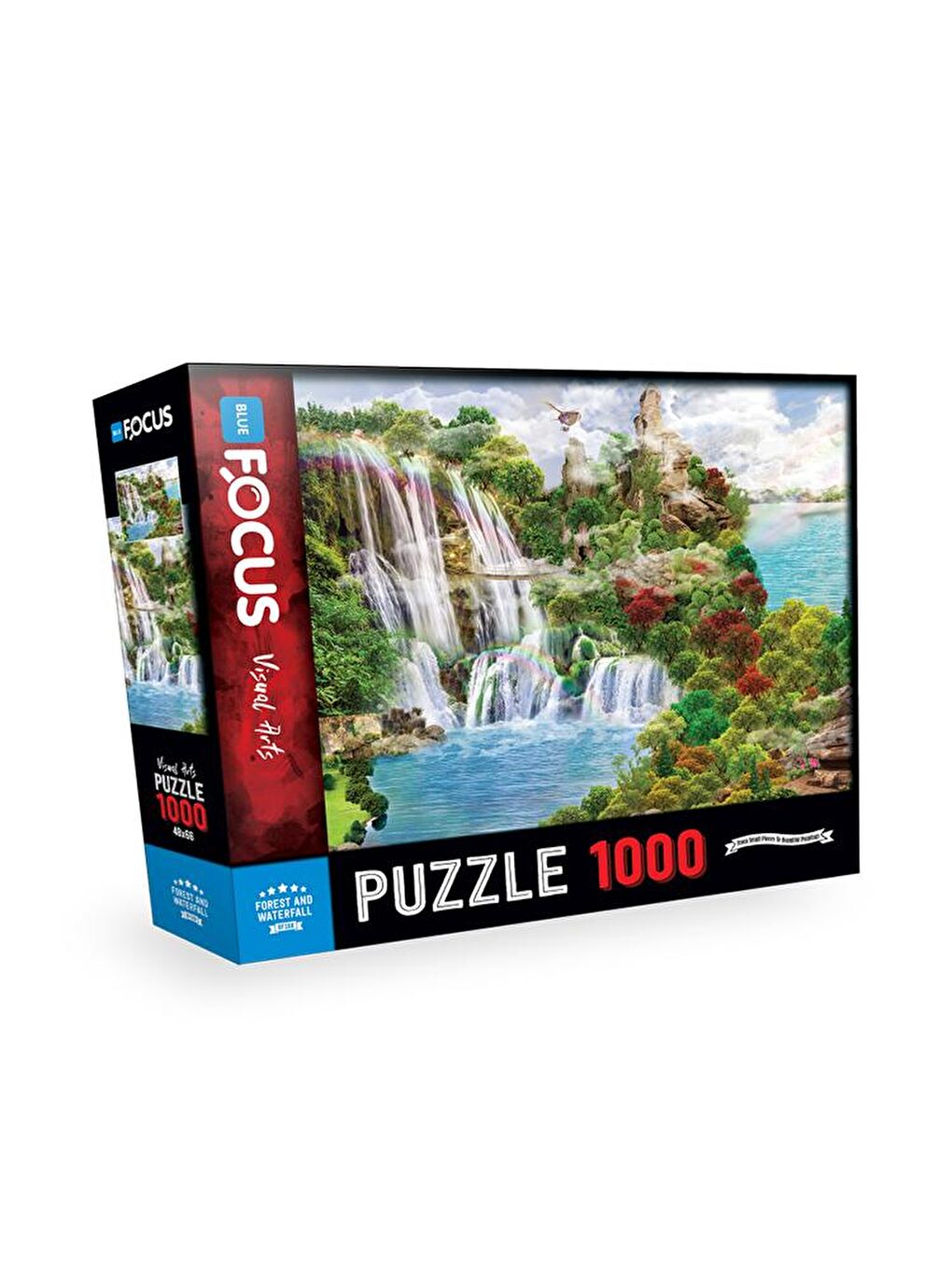 Blue Focus Karışık 1000 Parça Puzzle - Orman ve Şelale (Forest and Waterfall) - 1