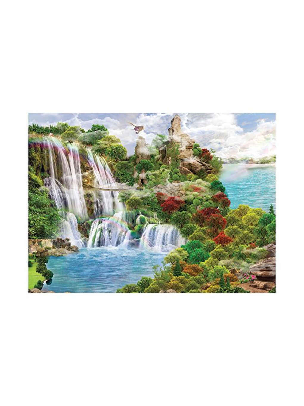 Blue Focus Karışık 1000 Parça Puzzle - Orman ve Şelale (Forest and Waterfall) - 3