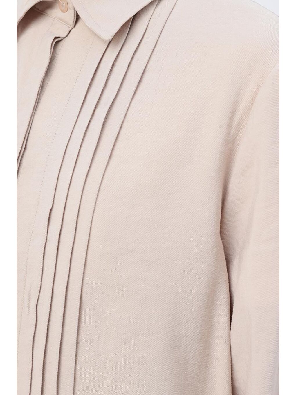 Bej-Nervürlü Yırtmaçlı Modal Pantolonlu Takım-4