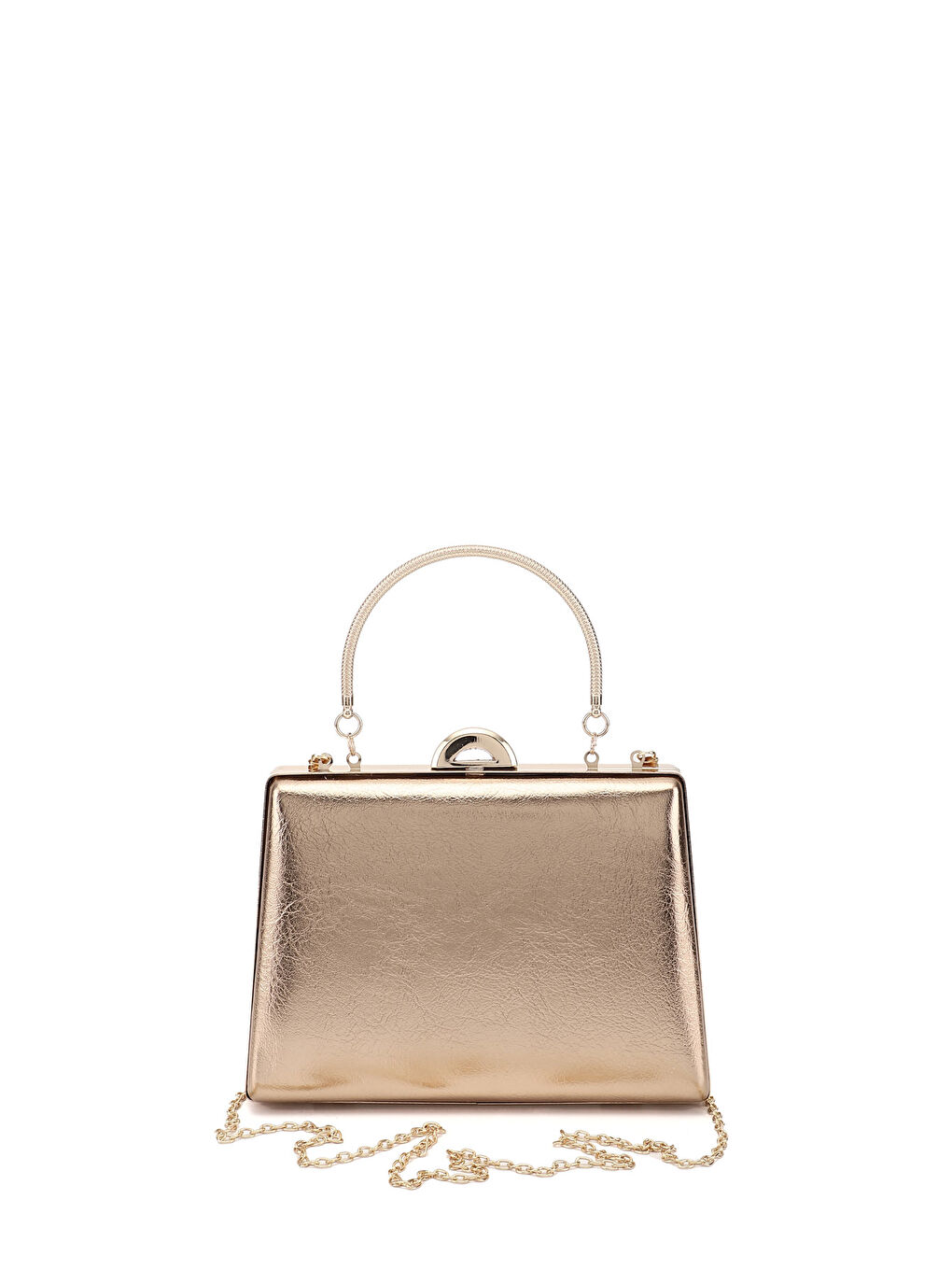 Sarı Kadın BRONZ Uzun Zincirli El Ve Omuz Askılı Abiye Çanta