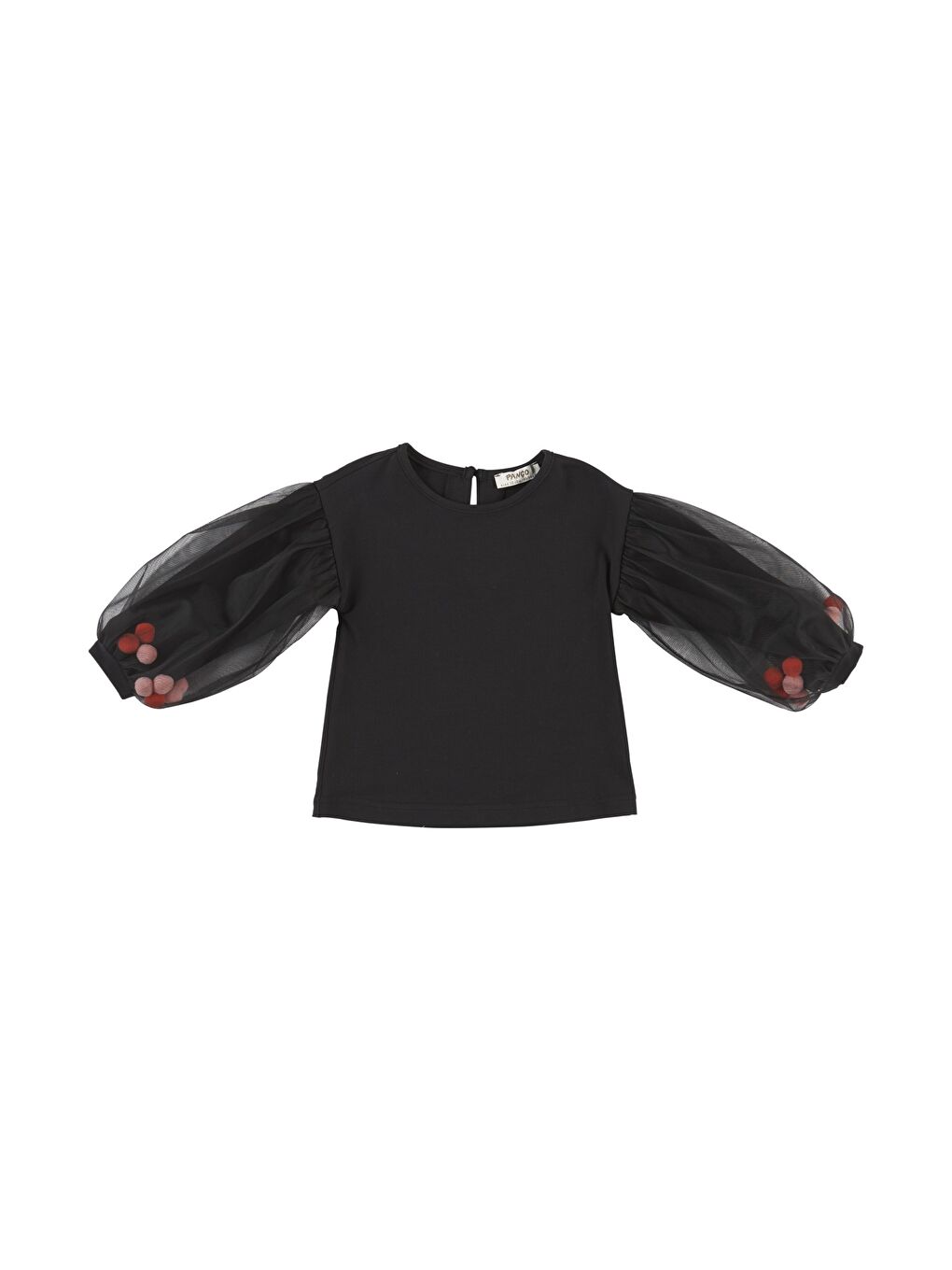 Siyah Kız Çocuk Ponponlu Tişört