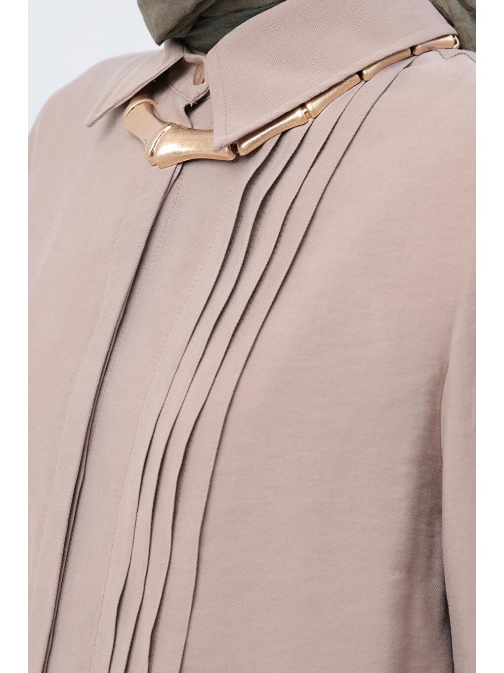 Bej Vizon-Nervürlü Yırtmaçlı Modal Pantolonlu Takım-4