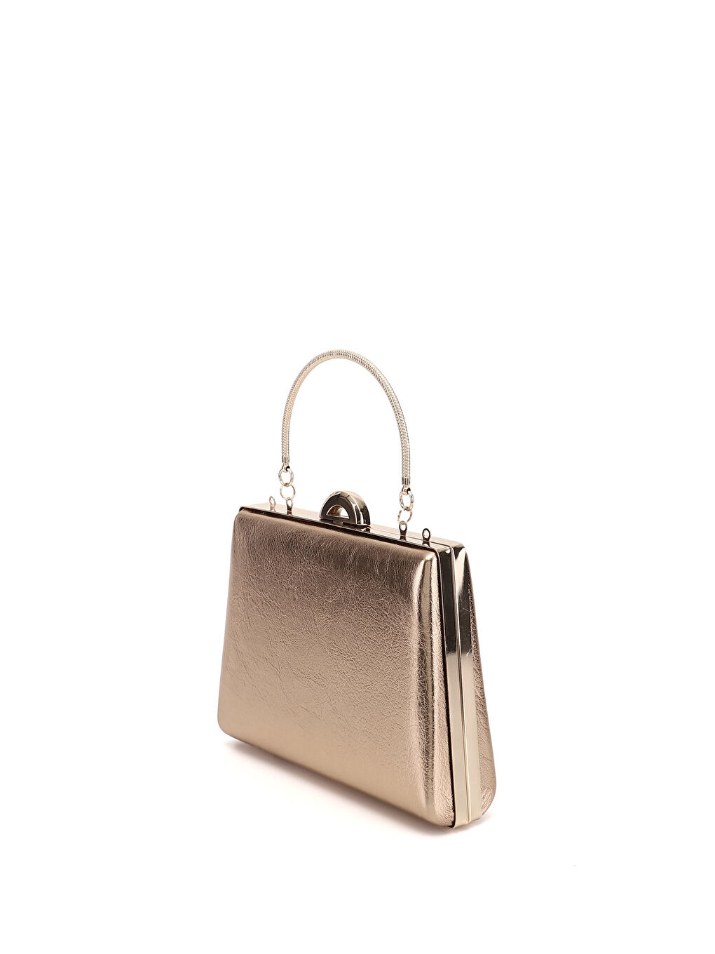 Sarı Kadın BRONZ Uzun Zincirli El Ve Omuz Askılı Abiye Çanta-2