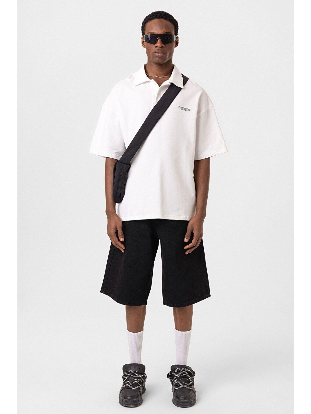 Polo Yaka Oversize Tişört Ekru